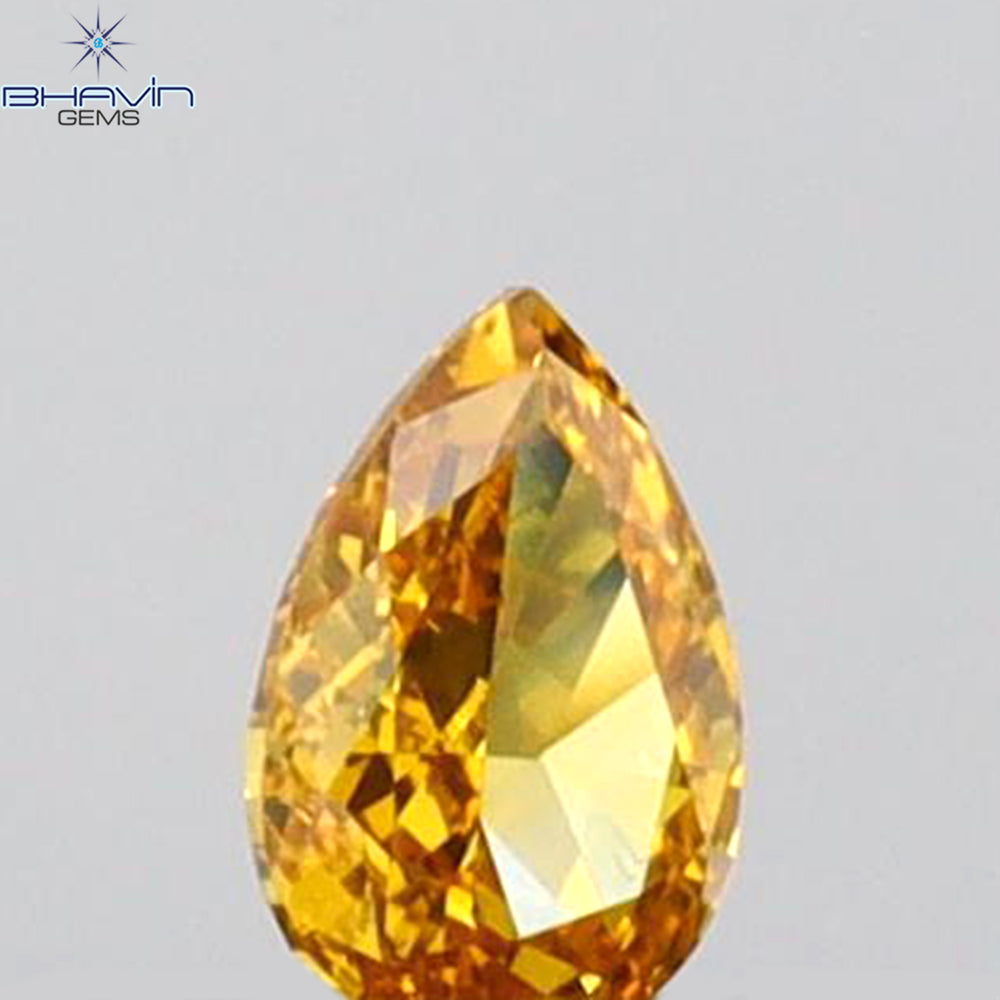 0.09 CT Pear Shape Natural Diamond Orange Color VS1 Clarity (3.52 MM)