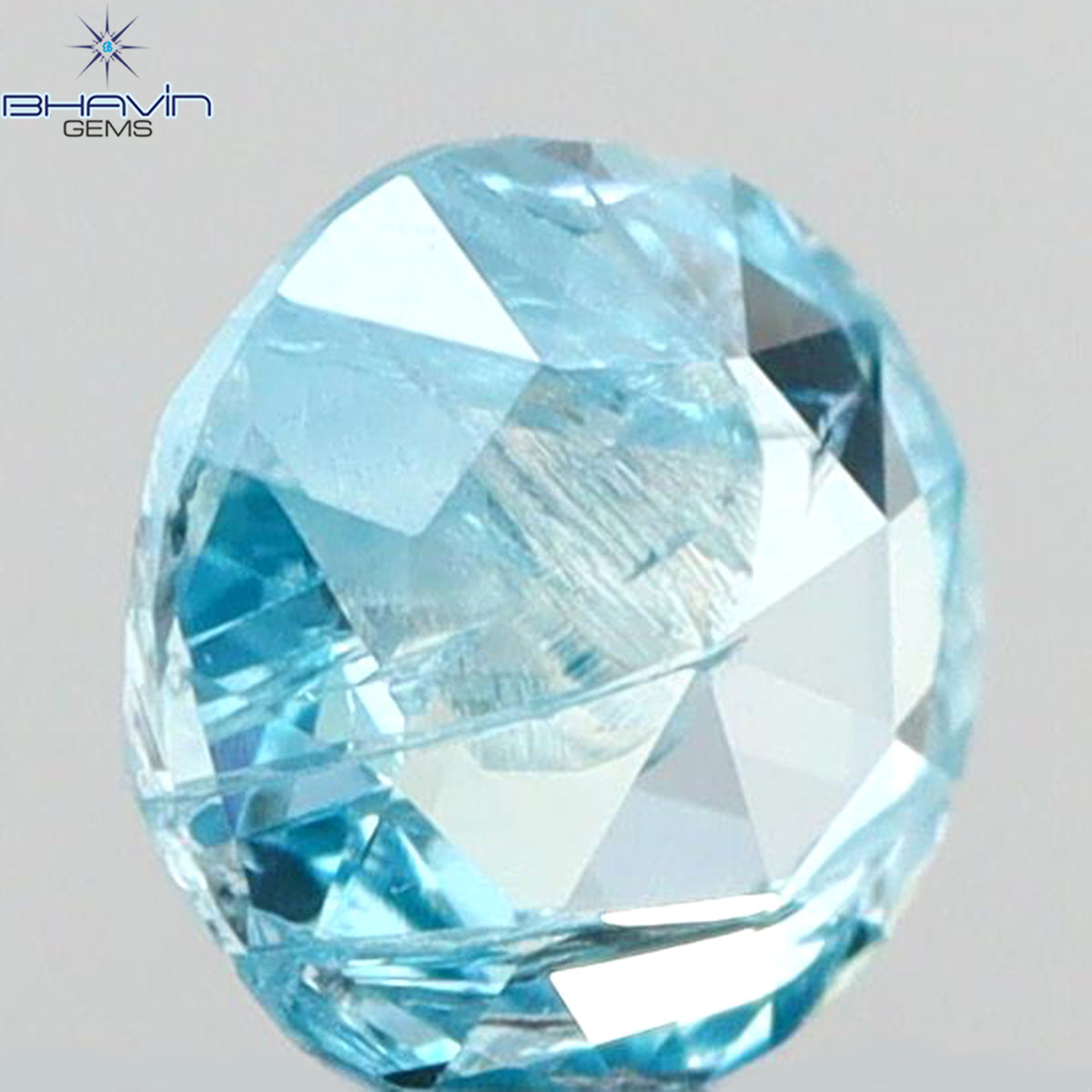 0.18 CT Natural Round Rose Cut Diamond Enhanced Intense Blue Color Clarity I2 (3.93 MM)