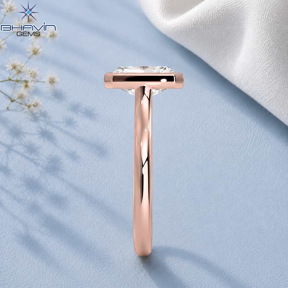 Radiant Cut Bezel Set Solitaire Engagement Ring in Rose Gold