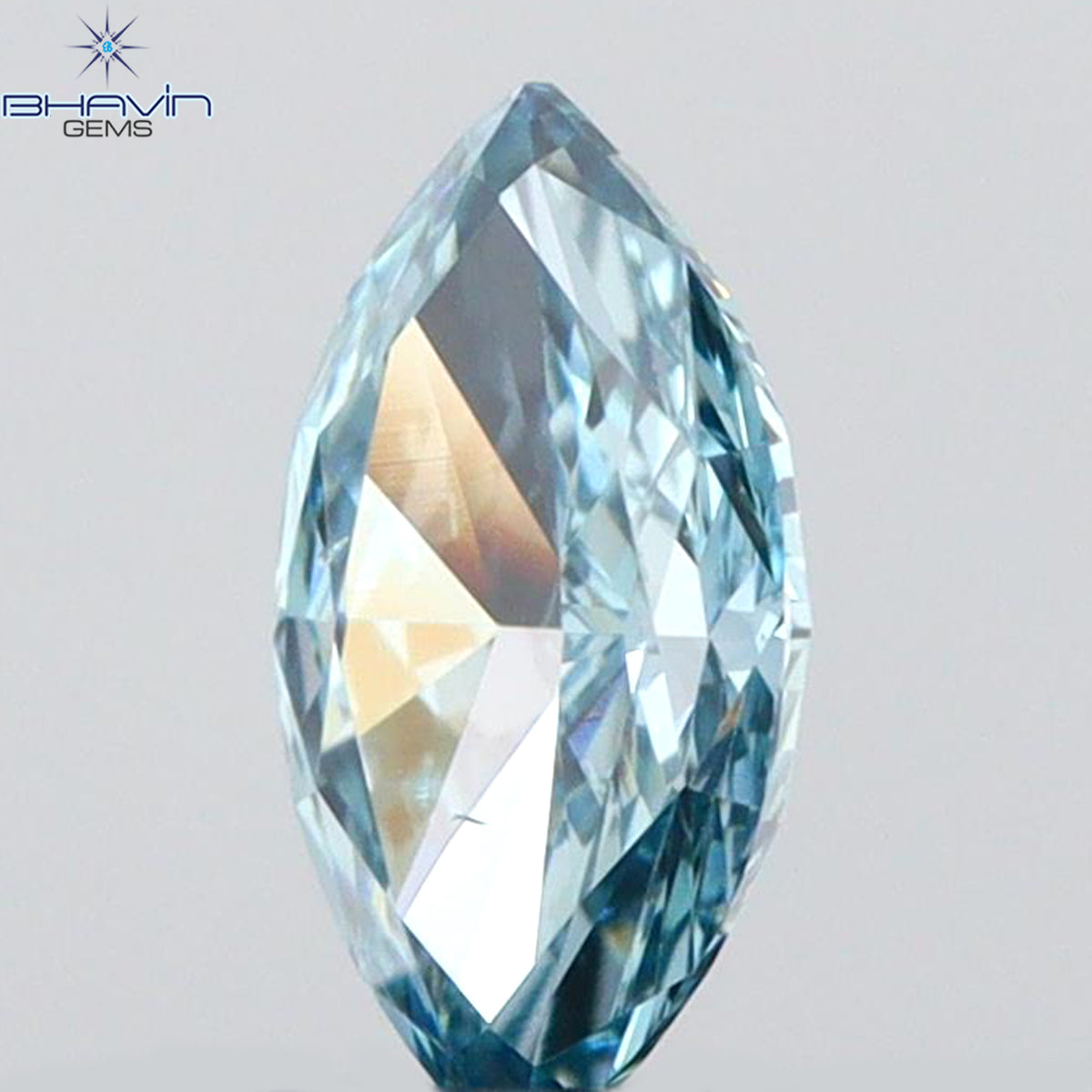 0.21 CT Natural Marquise Diamond Enhanced Intense Blue Color Clarity VS2 (5.40 MM)