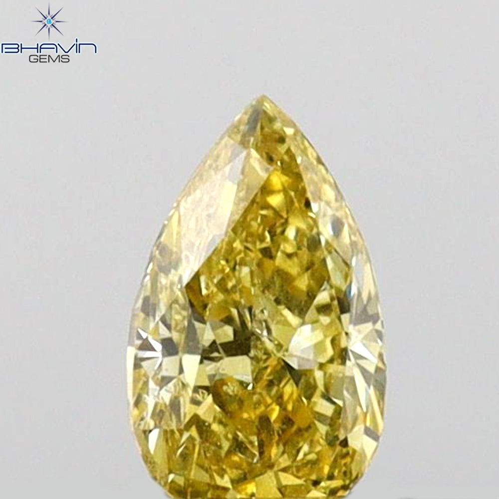 0.27 CT Pear Shape Natural Diamond Green (Chameleon) Color SI1 Clarity (5.34 MM)