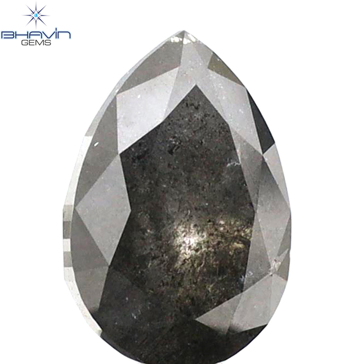 1.36 CT ペアシェイプ 天然ルースダイヤモンド ソルト＆ペッパーカラー I3 クラリティ (8.03 MM)