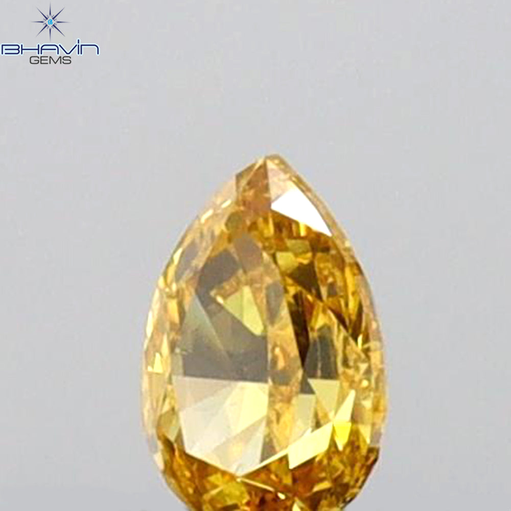 0.11 CT Pear Shape Natural Diamond Orange Color VS1 Clarity (3.50 MM)