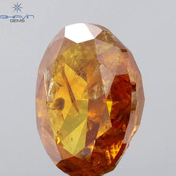 1.02 CT Oval Shape Natural Diamond Orange Color I3 Clarity (7.04 MM)