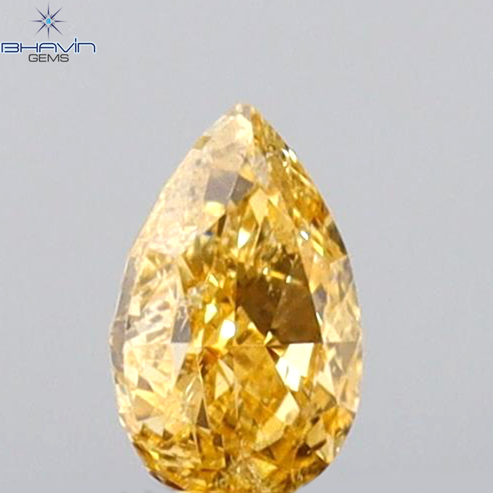 0.19 CT Pear Shape Natural Diamond Orange Color SI2 Clarity (4.50 MM)