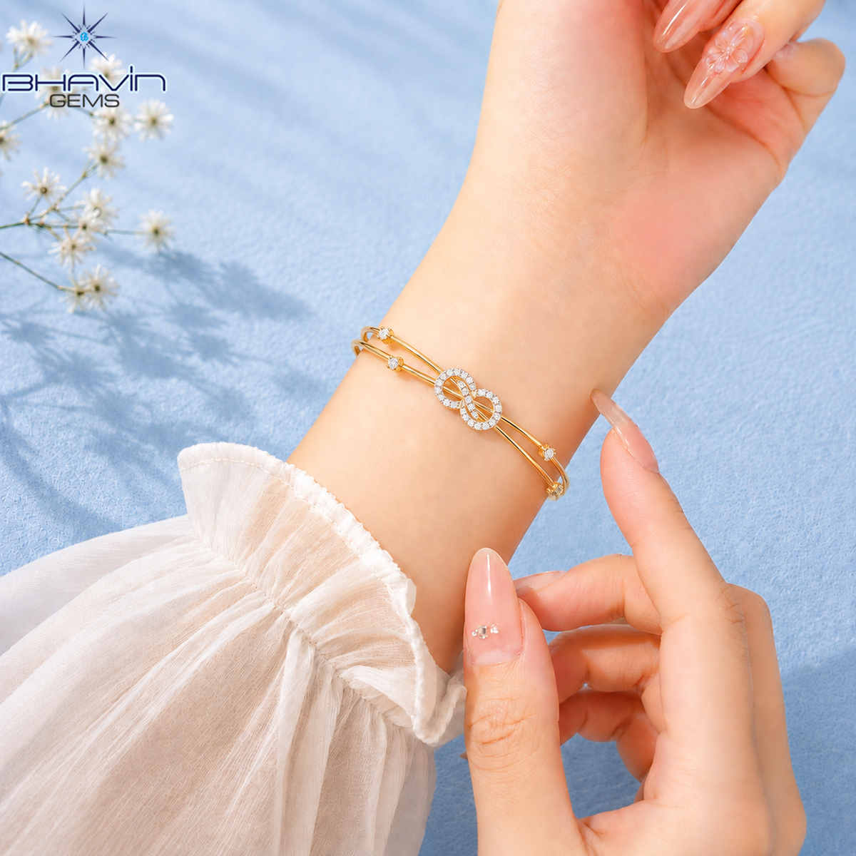 Infinity Love Diamond Double Row Bangle Bracele