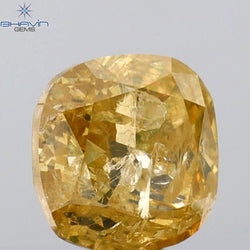 1.08 CT Cushion Shape Natural Diamond Brown Yellow Color I3 Clarity (5.71 MM)