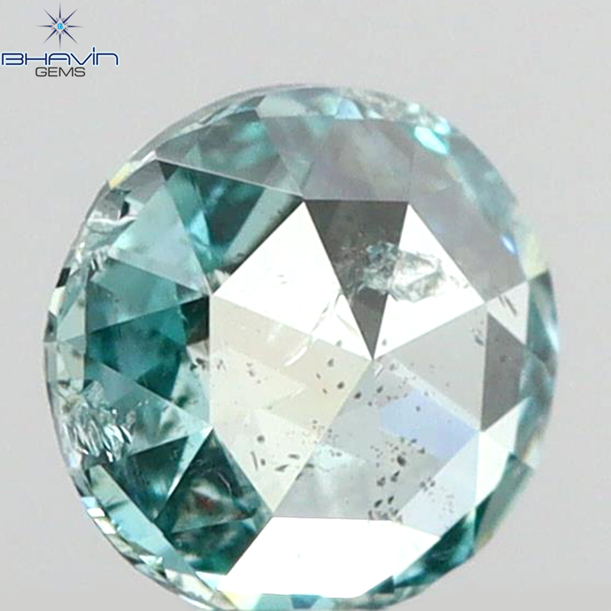0.18 CT Natural Round Rose Cut Diamond Enhanced Intense Blue Color Clarity I1 (3.80 MM)