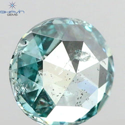 0.18 CT Round Rose Cut Shape Natural Diamond Blue Color I1 Clarity (3.80 MM)