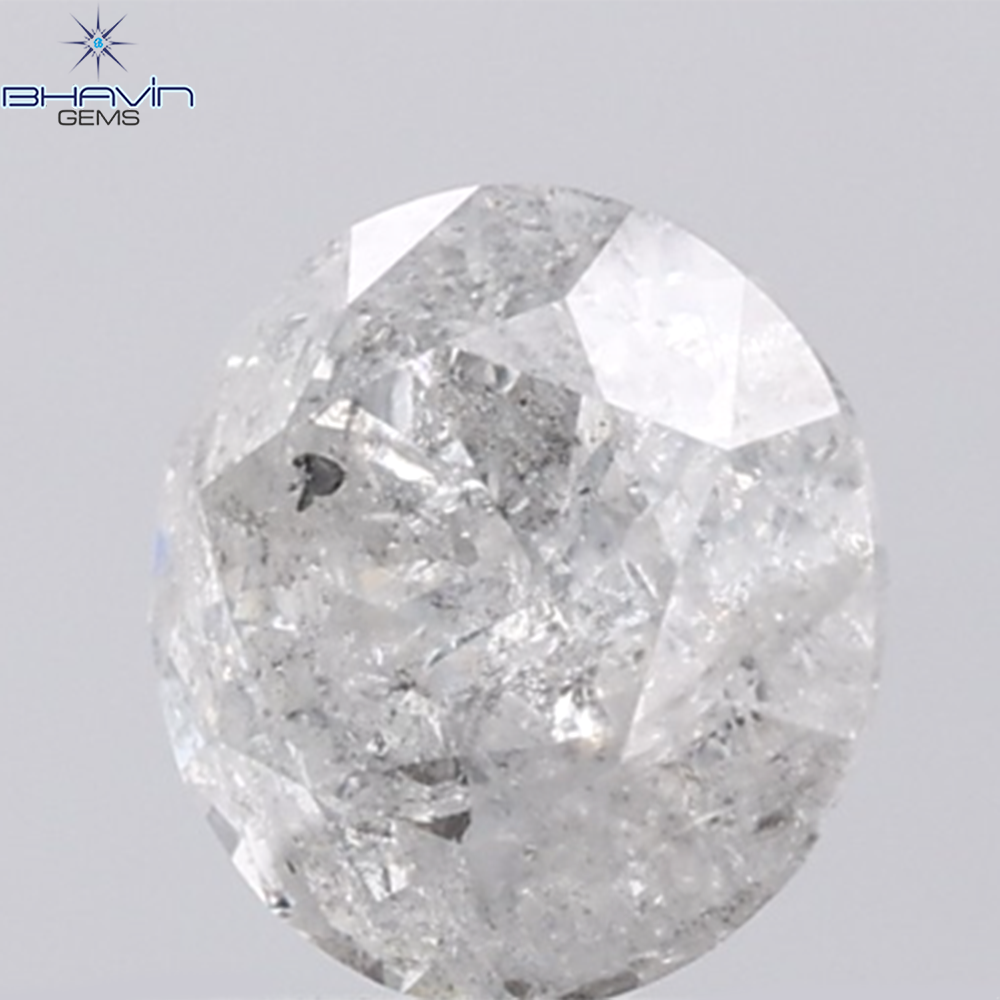 0.44 CT ラフシェイプ ナチュラル ダイヤモンド ブラック グレー (ソルト アンド パッパー) カラー I3 クラリティ (4.95 MM)
