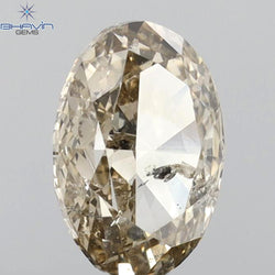 1.02 CT Oval Shape Natural Diamond Brown Color SI2 Clarity (7.36 MM)