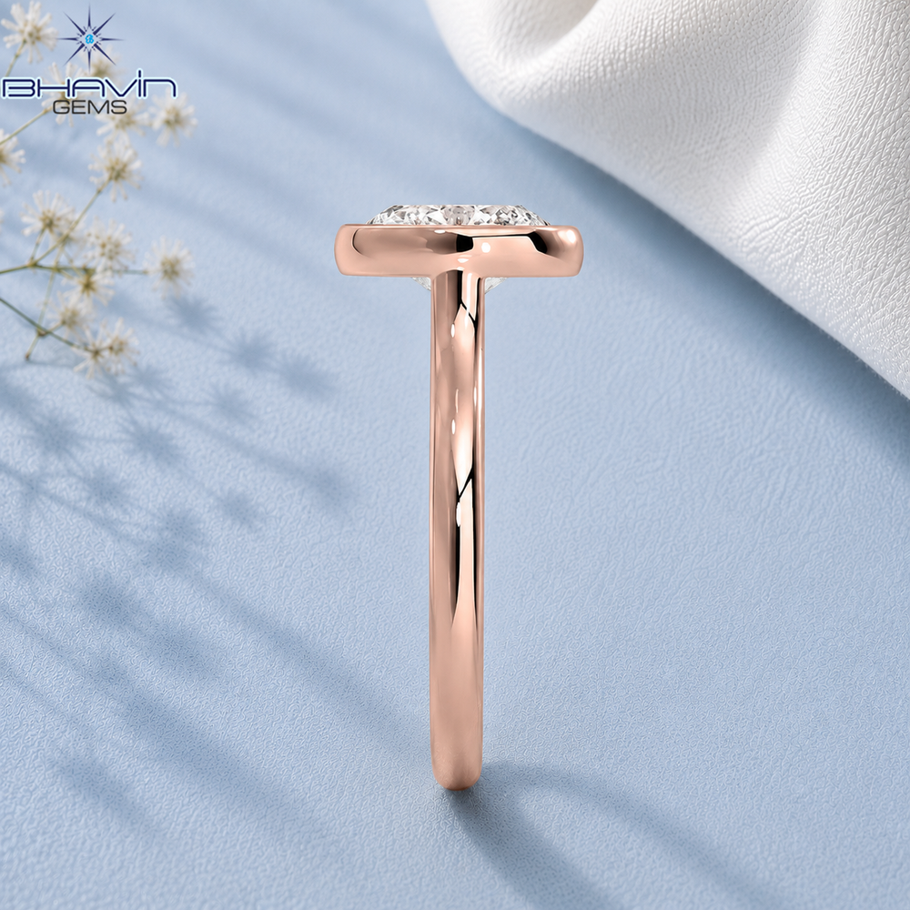 Oval Cut Bezel Set Solitaire Engagement Ring in Rose Gold