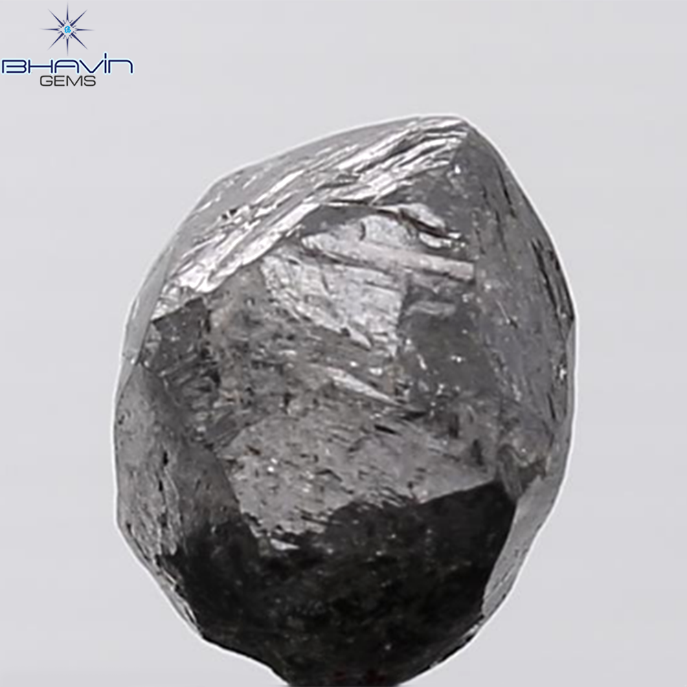 0.44 CT ラフシェイプ ナチュラル ダイヤモンド ブラック グレー (ソルト アンド パッパー) カラー I3 クラリティ (4.95 MM)