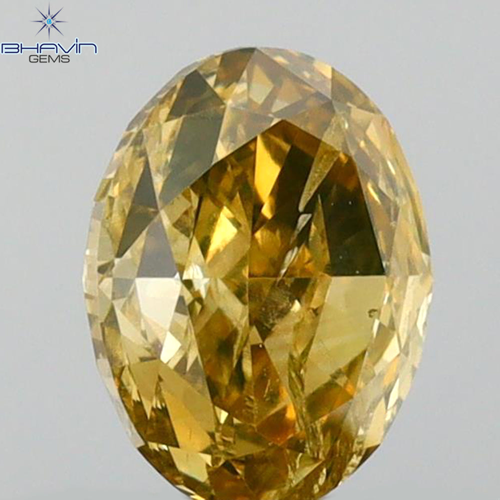 1.01 CT Oval Shape Natural Diamond Brown Yellow Color I2 Clarity (6.60 MM)