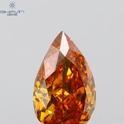 0.21 CT Pear Shape Natural Diamond Orange Color VS1 Clarity (5.04 MM)