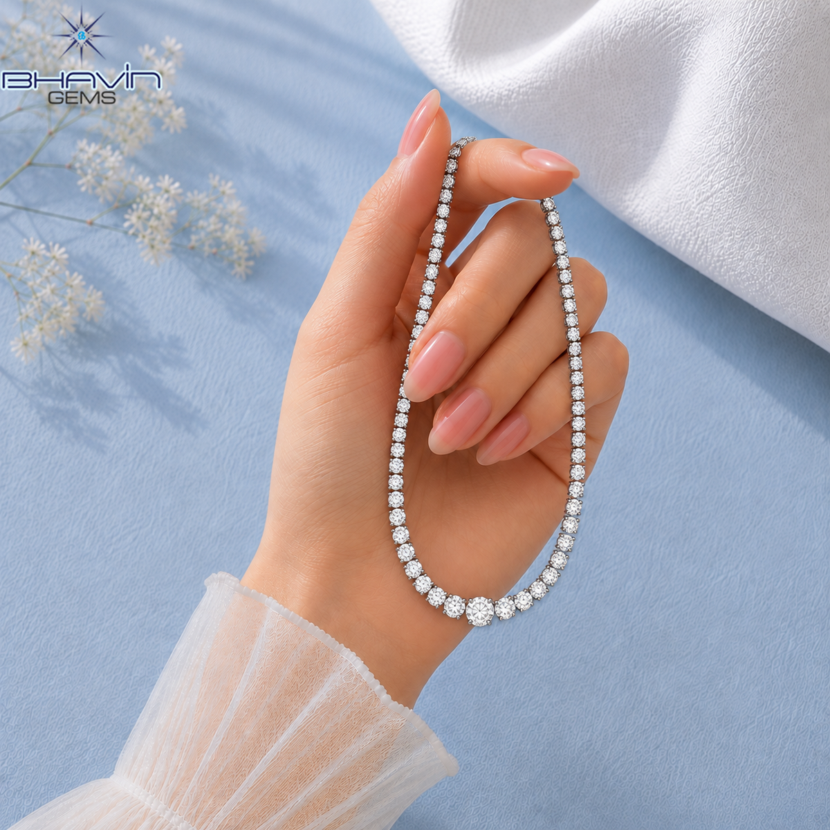 Graduated Round Diamond Tennis Necklace