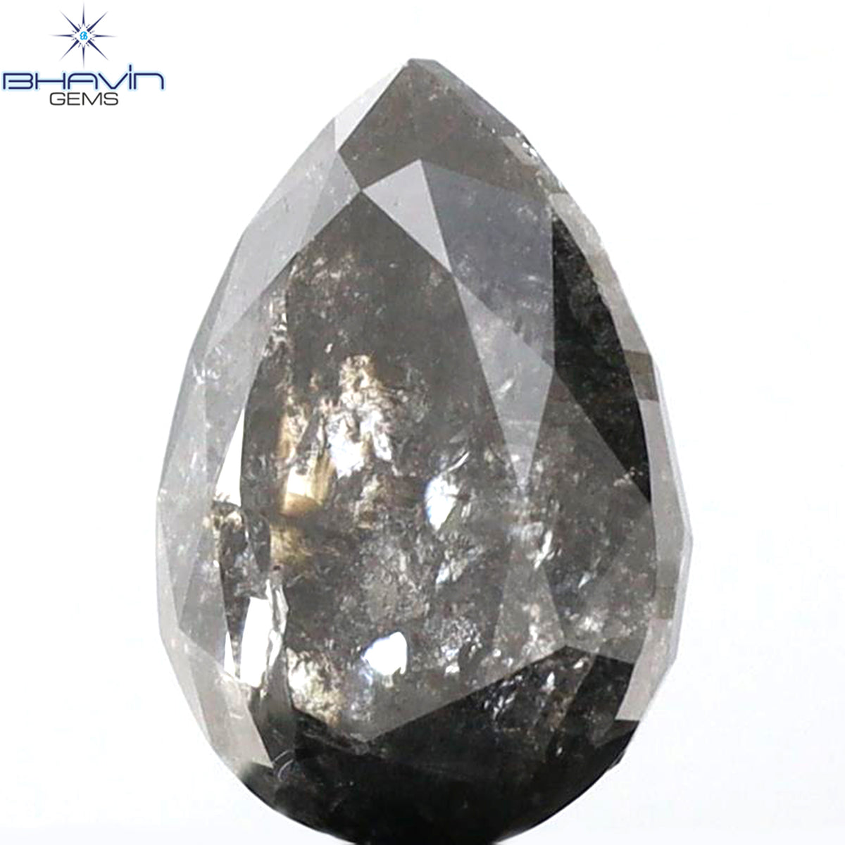 2.10 CT ペアシェイプ 天然ルースダイヤモンド ソルト＆ペッパーカラー I3 クラリティ (9.28 MM)