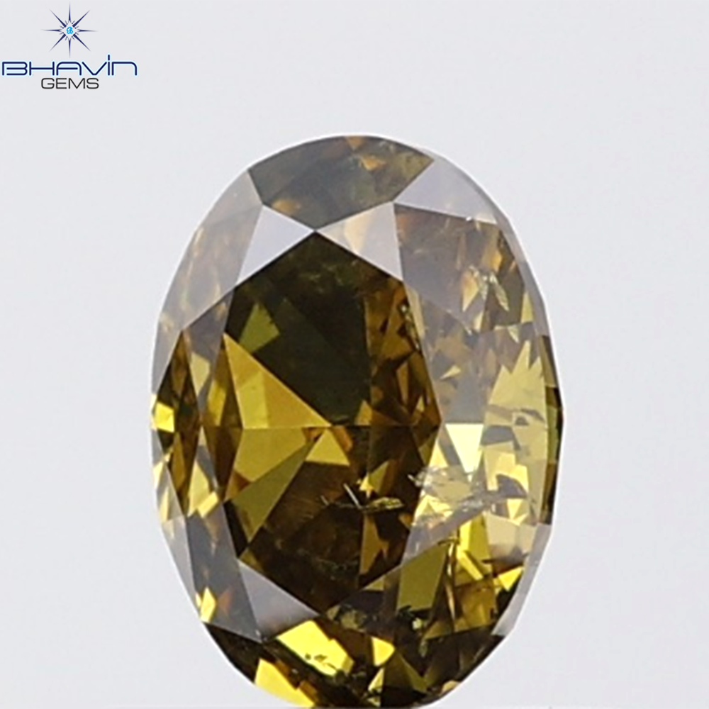 0.85 CT Oval Diamond Natural Green Color SI2 Clarity (6.51 MM)