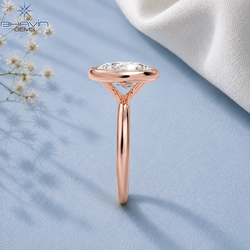 Pear Cut Bezel Set Solitaire Engagement Ring in Rose Gold
