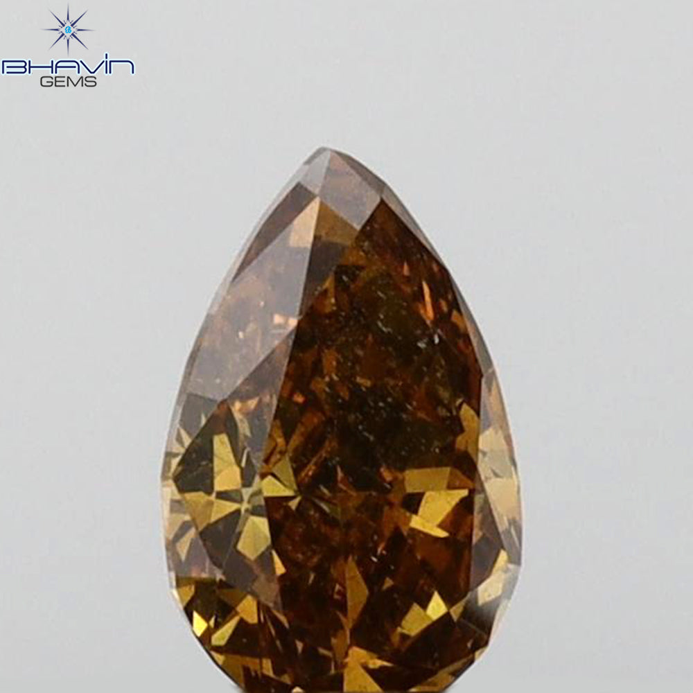 0.27 CT Pear Shape Natural Diamond Orange Color VS1 Clarity (5.46 MM)