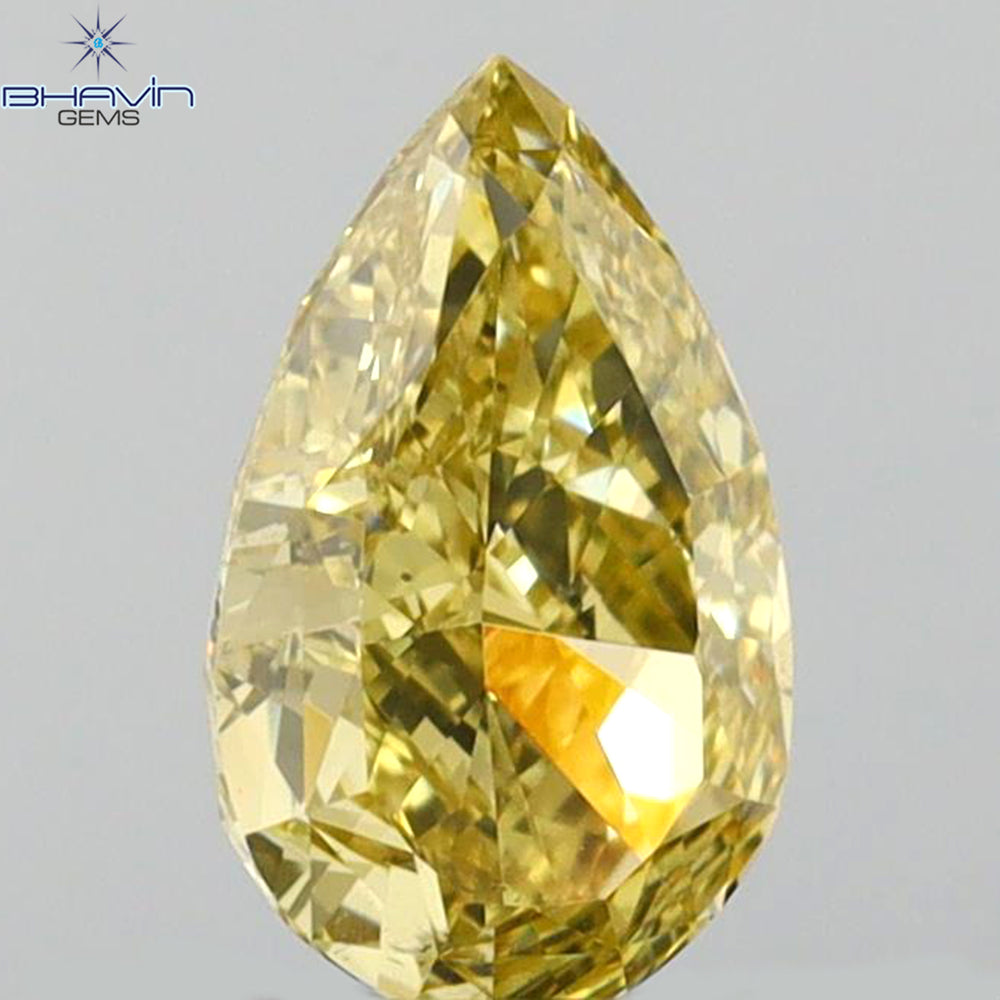 0.71 CT Pear Shape Natural Diamond Yellow Color VS1 Clarity (7.23 MM)