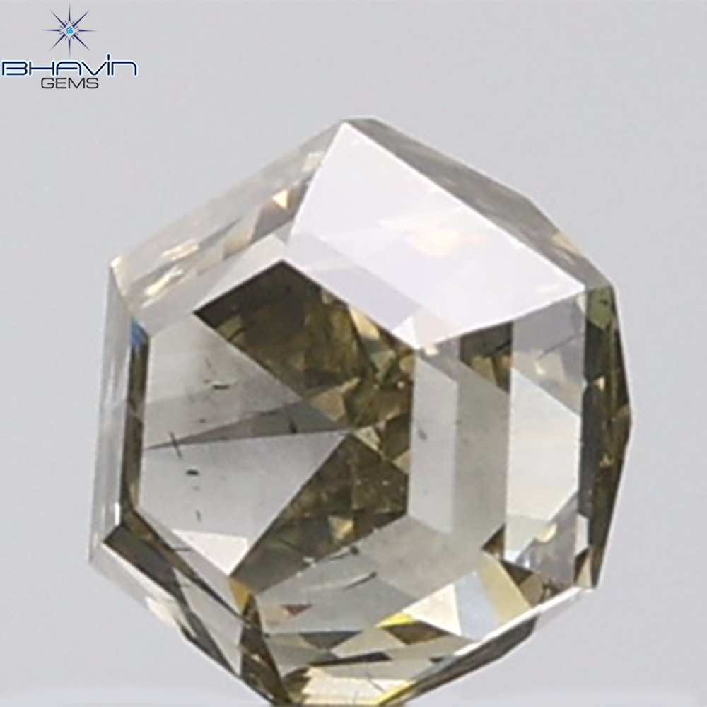 1.00 CT Hexagon Diamond Natural Grey Green Color SI Clarity (4.83 MM)