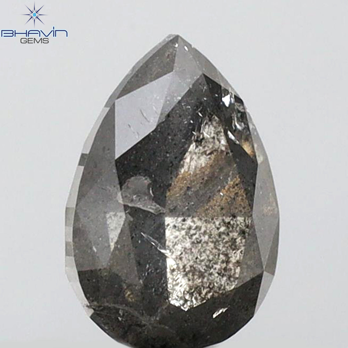 0.85 CT ペアシェイプ 天然ルースダイヤモンド ソルト＆ペッパーカラー I3 クラリティ (6.84 MM)