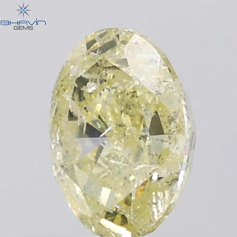 1.77 CT Oval Diamond Natural Yellow Color I1 Clarity (8.48 MM)
