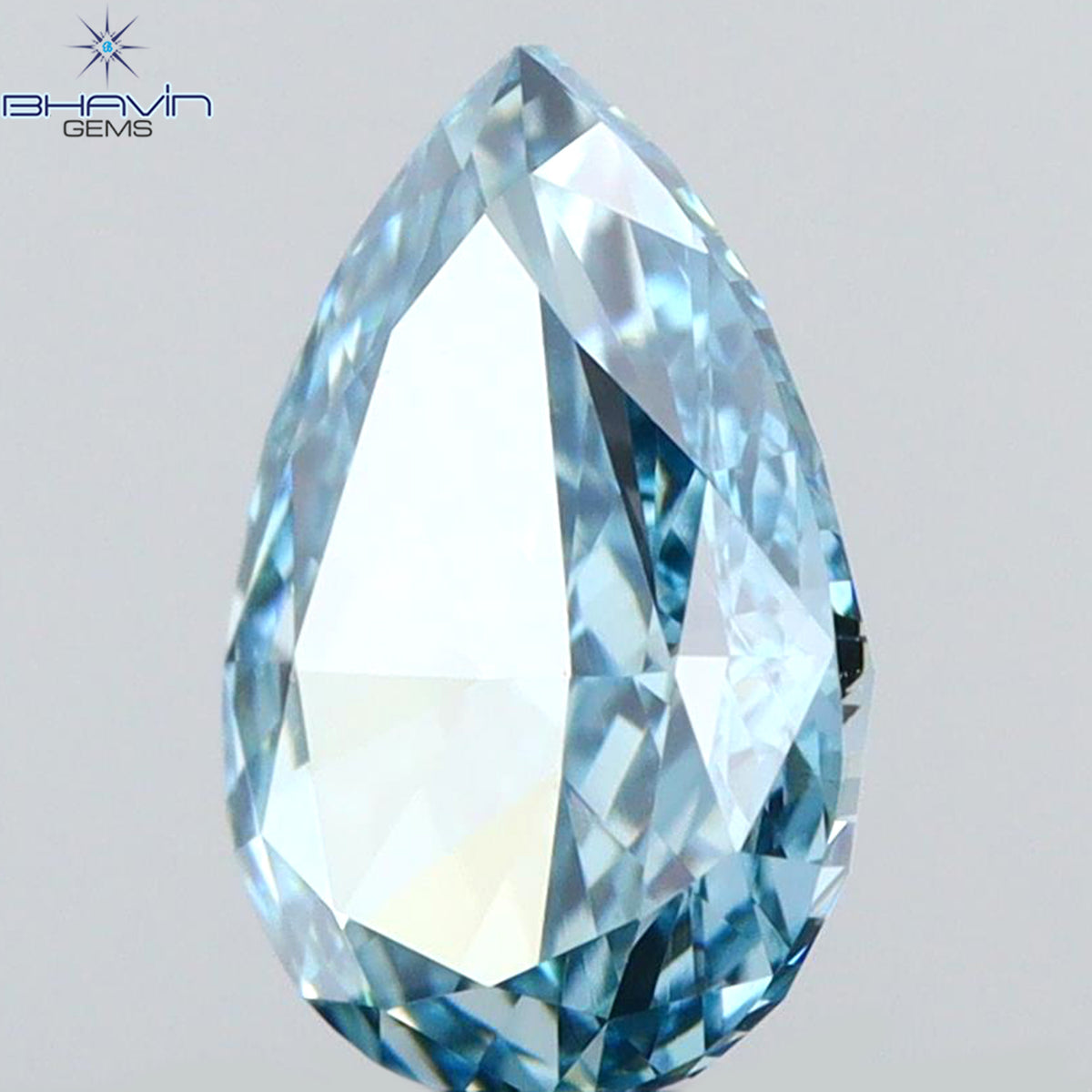 0.52 CT Natural Pear Diamond Enhanced Intense Blue Color Clarity VS1 (6.43 MM)