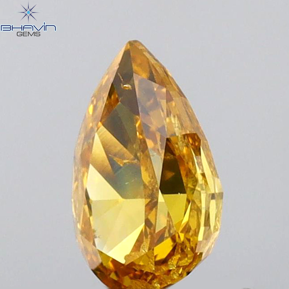 0.50 CT Pear Shape Natural Diamond Orange Color SI2 Clarity (6.31 MM)