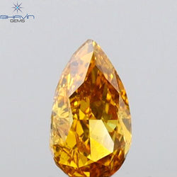 0.17 CT Pear Shape Natural Diamond Orange Color VS1 Clarity (4.52 MM)