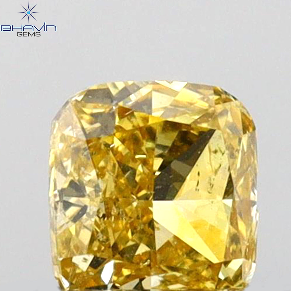 0.36 CT Cushion Shape Natural Diamond Orange (Chameleon) Color SI1 Clarity (4.15 MM)