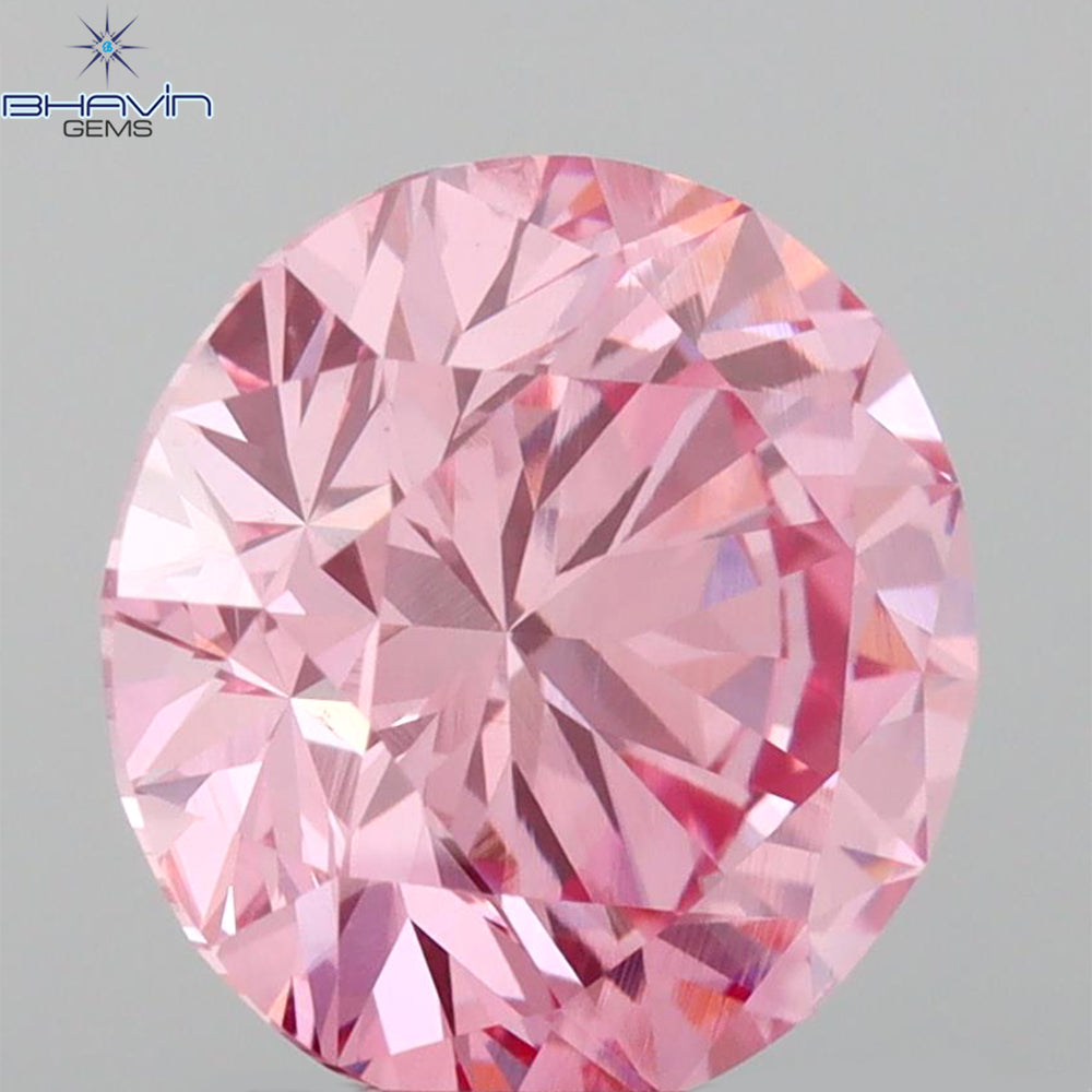GIA Certified 2.01 CT Round Diamond Enhanced Purplish Pink Color SI1 Clarity (8.08 MM)