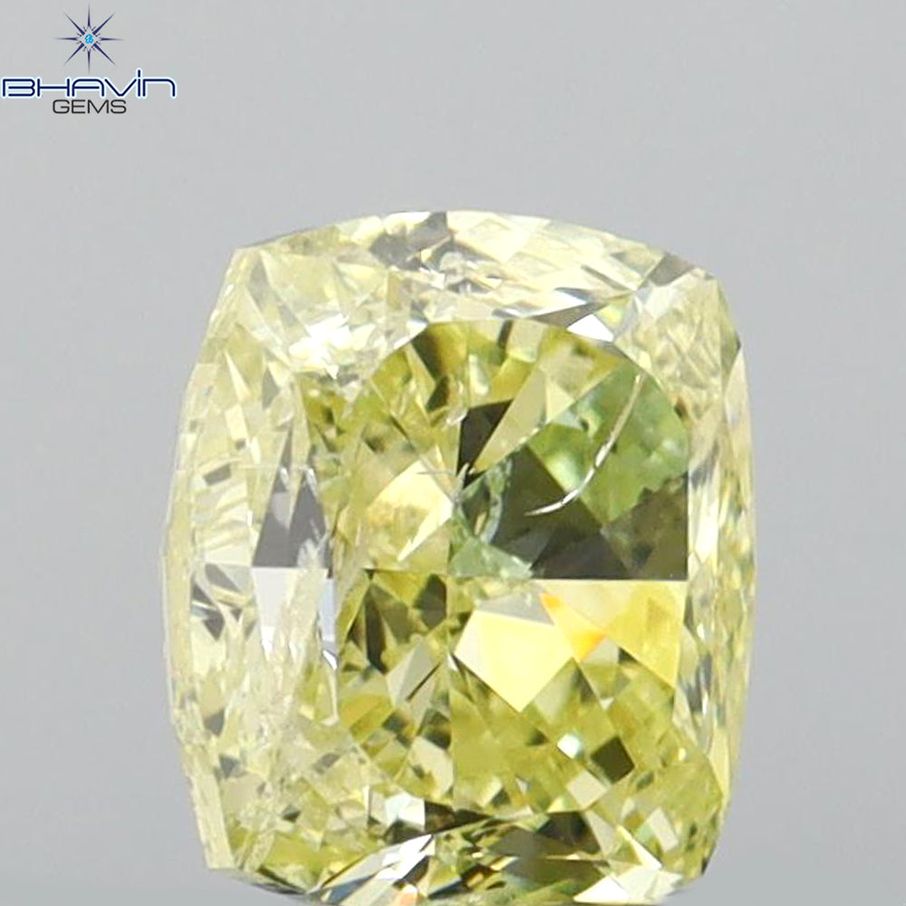 1.01 CT クッションダイヤモンド イエローカラー 天然ダイヤモンド I2 クラリティ (5.90 MM)