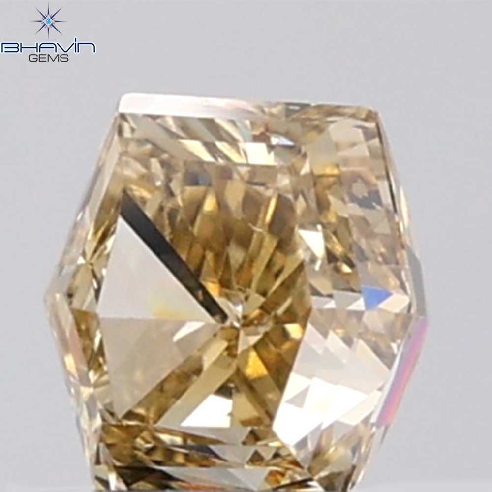1.00 CT Hexagon Diamond Natural Brown Color VS2 Clarity (5.41 MM)