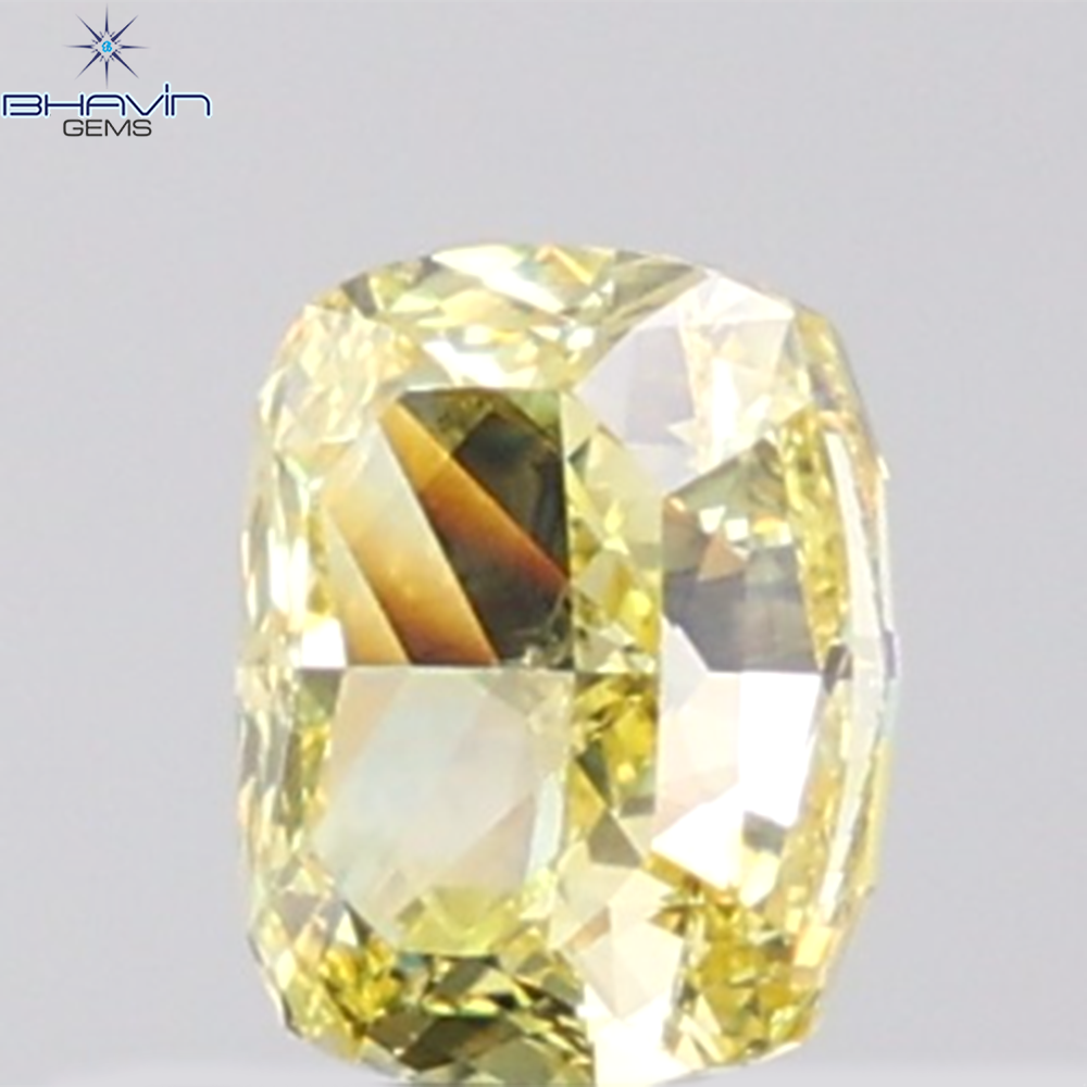 GIA Certified 1.00 CT Cushion Diamond Natural Yellow Color VS2 Clarity (5.86 MM)
