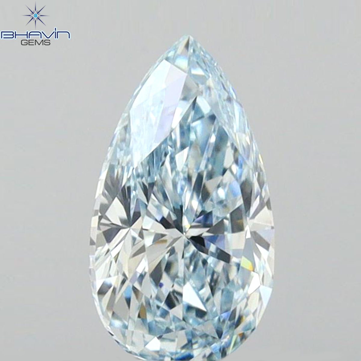 0.63 CT Natural Pear Diamond Enhanced Blue Color VS2 Clarity (7.44 MM)