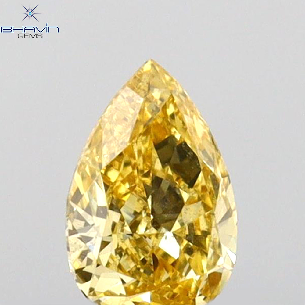 0.30 CT Pear Shape Natural Diamond Orange Color SI1 Clarity (5.50 MM)