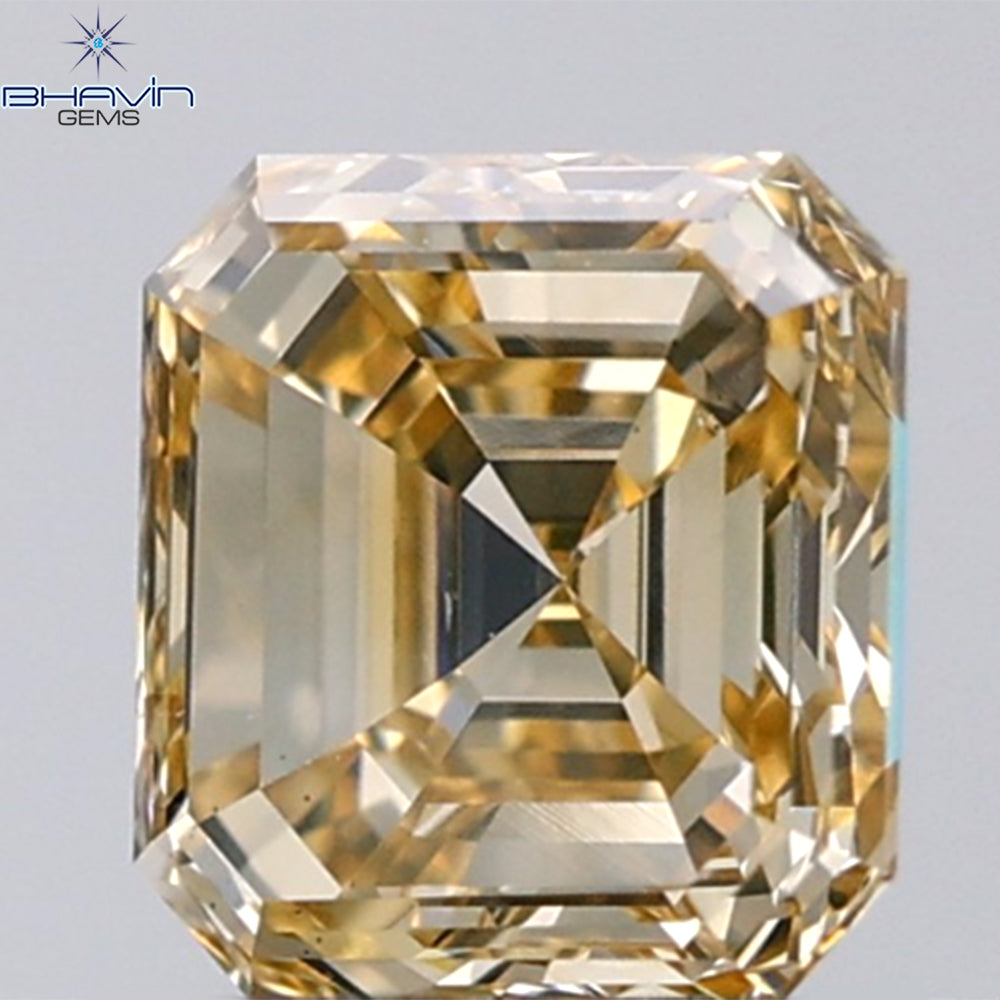 1.02 CT Asscher Shape Natural Diamond Orange Color VS1 Clarity ( 5.75 MM)
