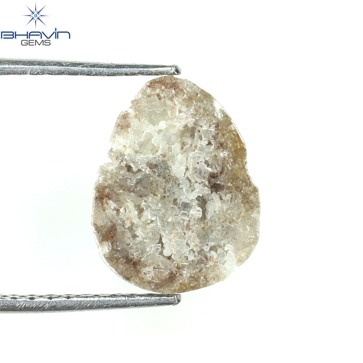 1.05 CT、ノーカット ポルキ シェイプ、天然ダイヤモンド、ブルー カラー、I3 クラリティ (5.42 MM)