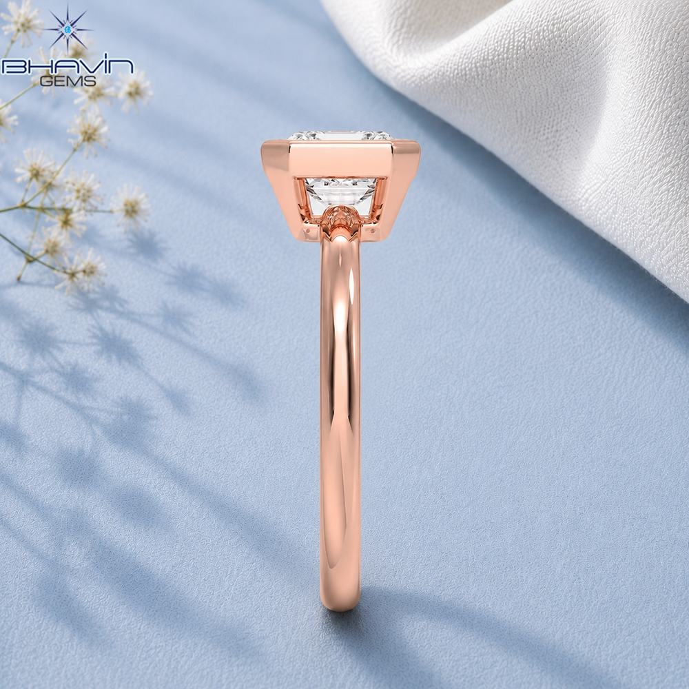 Asscher Cut Bezel Set Solitaire Engagement Ring in Rose Gold