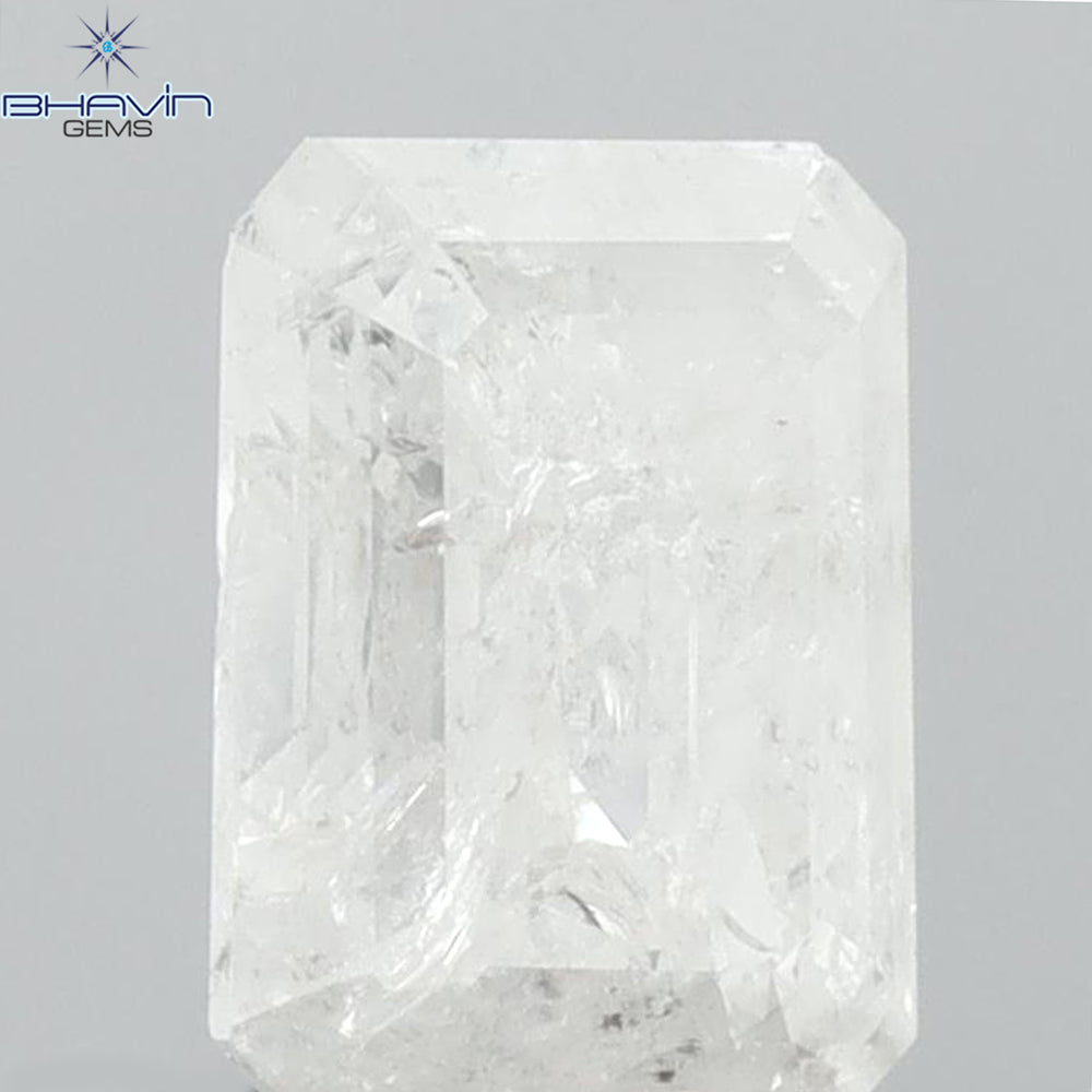0.94 CT Emerald Shape Natural Diamond White Color I3 Clarity (6.63 MM)