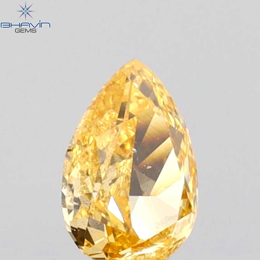 0.28 CT Pear Shape Natural Diamond Orange Yellow Color SI2 Clarity (5.16 MM)