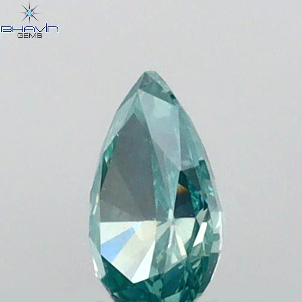 0.23 CT ペアシェイプ ナチュラル ダイヤモンド グリーン カラー I2 クラリティ (6.27 MM)