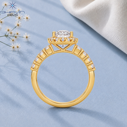 Round Halo Diamond Engagement Ring with Diamond Band