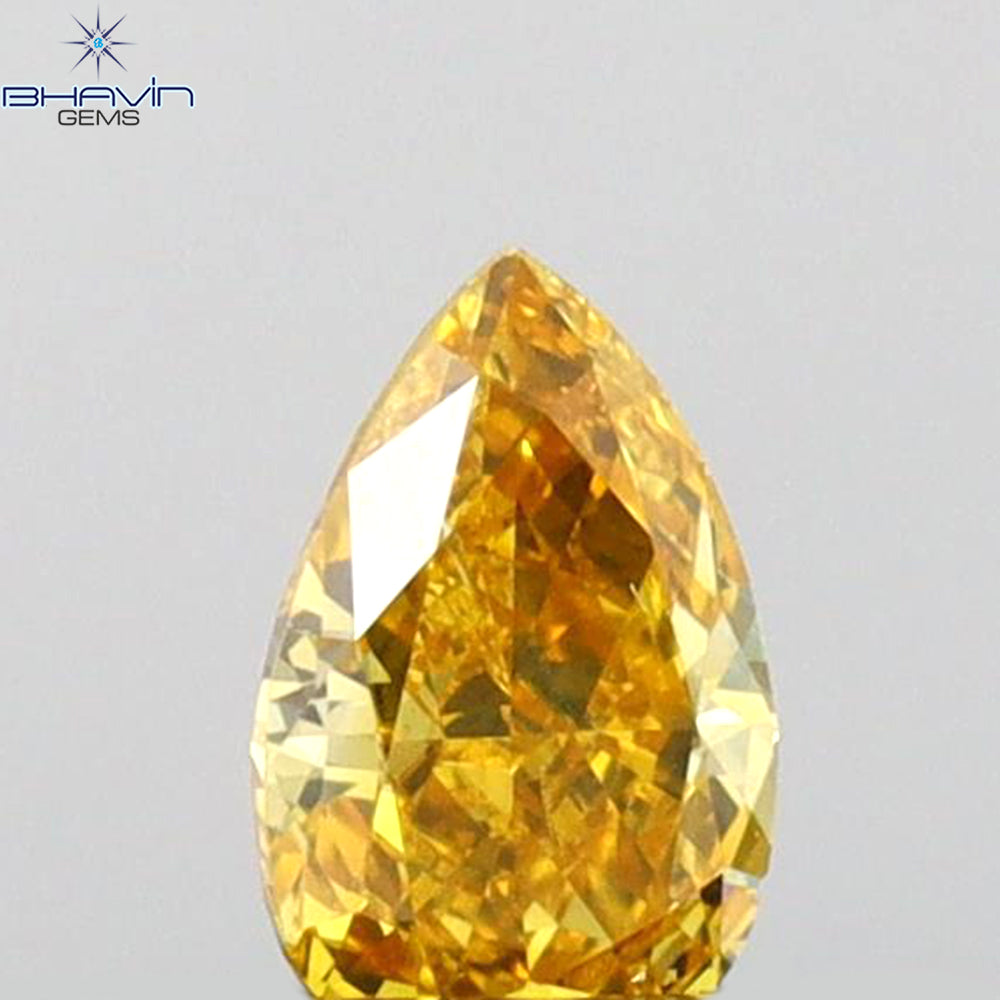 0.23 CT Pear Shape Natural Diamond Orange Color SI1 Clarity (5.00 MM)