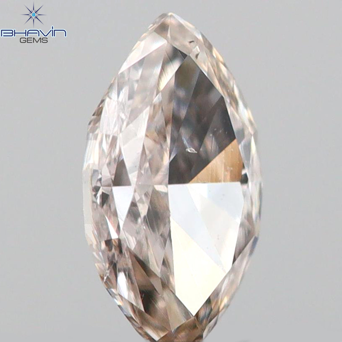0.10 CT マーキス シェイプ ナチュラル ルース ダイヤモンド ブラウン ピンク カラー VS2 クラリティ (5.00 MM)
