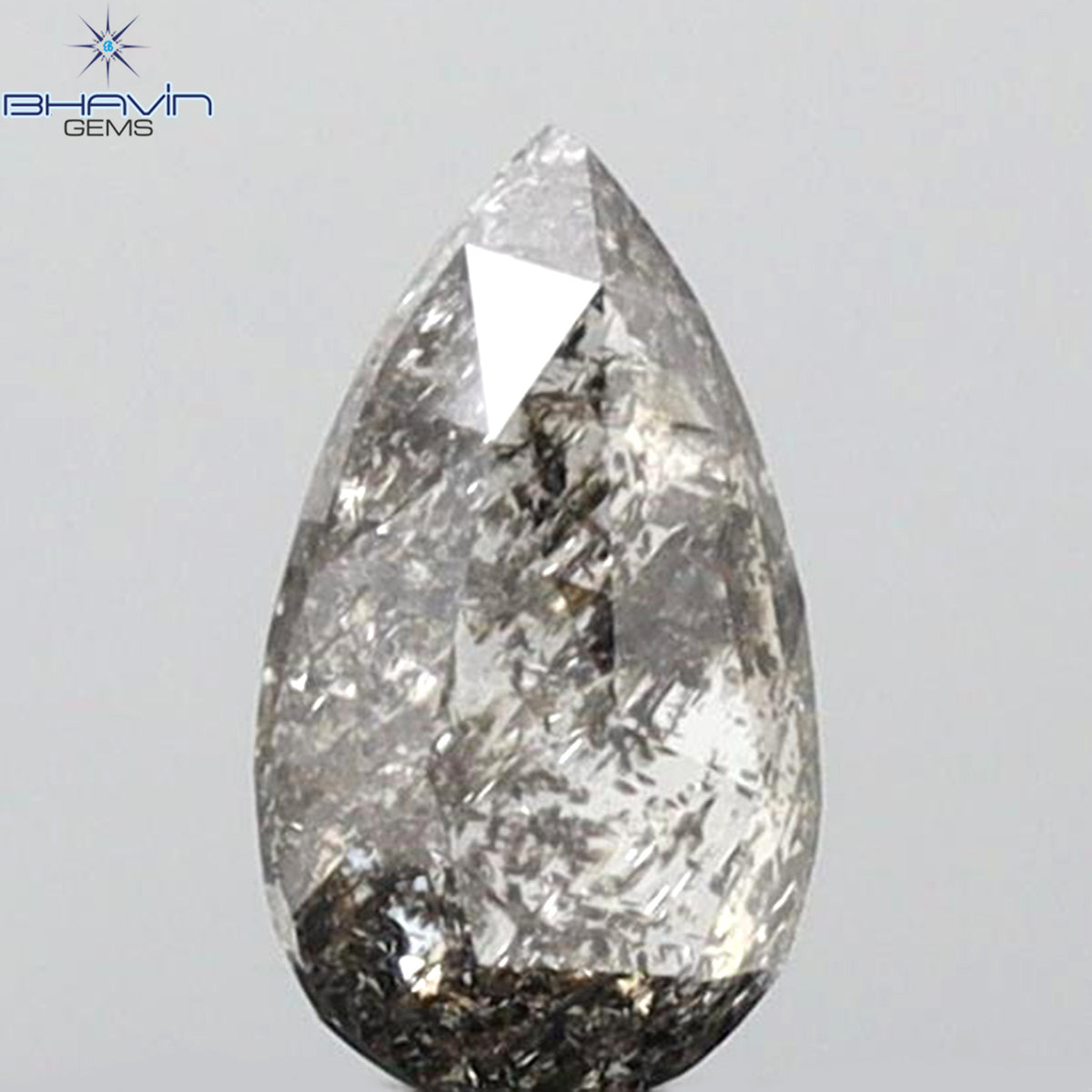 0.33 CT ペアシェイプ 天然ルースダイヤモンド ソルト＆ペッパーカラー I3 クラリティ (6.09 MM)