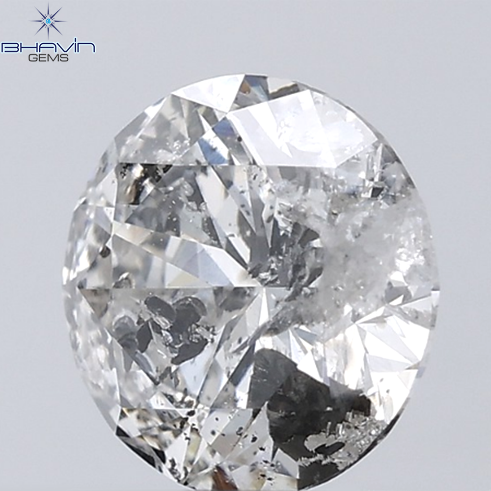 0.44 CT ラフシェイプ ナチュラル ダイヤモンド ブラック グレー (ソルト アンド パッパー) カラー I3 クラリティ (4.95 MM)