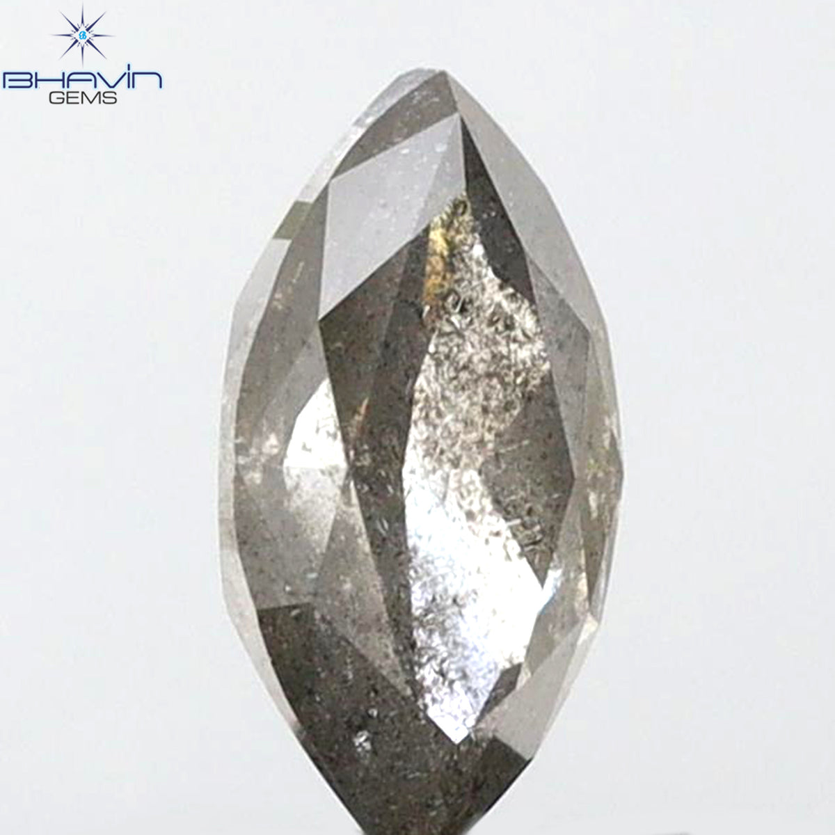 0.73 CT マーキスシェイプ 天然ルースダイヤモンド ブラック（ソルトアンドペッパー）カラー I3 クラリティ（8.10 MM）